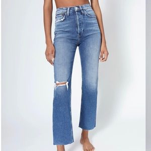 Re/ Done High rise stove pipe straight leg jeans frayed bottom